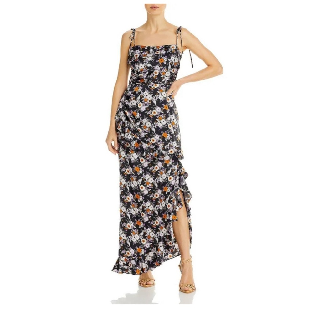 WAYF Womens Whirlwind Satin Floral Dress